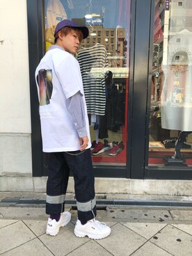 「JUUN.J（ジュンジェイ）のアイテム（帽子）」を使った、RIKIKYAさん（メンズ・168cm）の春コーディネート