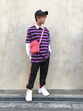 「KaneZ（ケインズ）のKaneZ/ケインズ/Sakosshu Bag（ショルダーバッグ）」を使った、RIKIKYAさん（メンズ・168cm）の春コーディネート