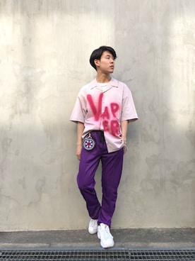 「soe（ソーイ）のアイテム（シャツ/ブラウス）」を使った、RIKIKYAさん（メンズ・168cm）の春コーディネート