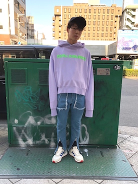 「JUUN.J（ジュンジェイ）のアイテム（帽子）」を使った、RIKIKYAさん（メンズ・168cm）の春コーディネート