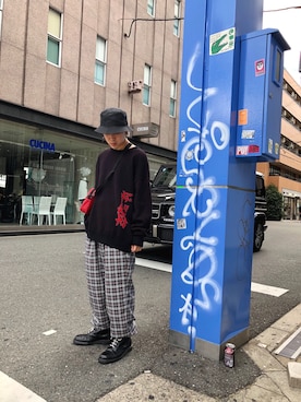 「FLAGSTUFF（フラグスタフ）のアイテム（スラックス）」を使った、RIKIKYAさん（メンズ・168cm）の夏コーディネート