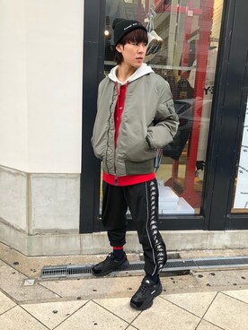 「KaneZ（ケインズ）のKaneZ/ケインズ/CHAOS BEANIE（ニットキャップ/ビーニー）」を使った、RIKIKYAさん（メンズ・168cm）の秋コーディネート