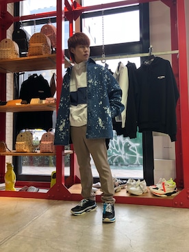「WHITELAND（ホワイトランド）のアイテム（ナイロンジャケット）」を使った、RIKIKYAさん（メンズ・168cm）の冬コーディネート