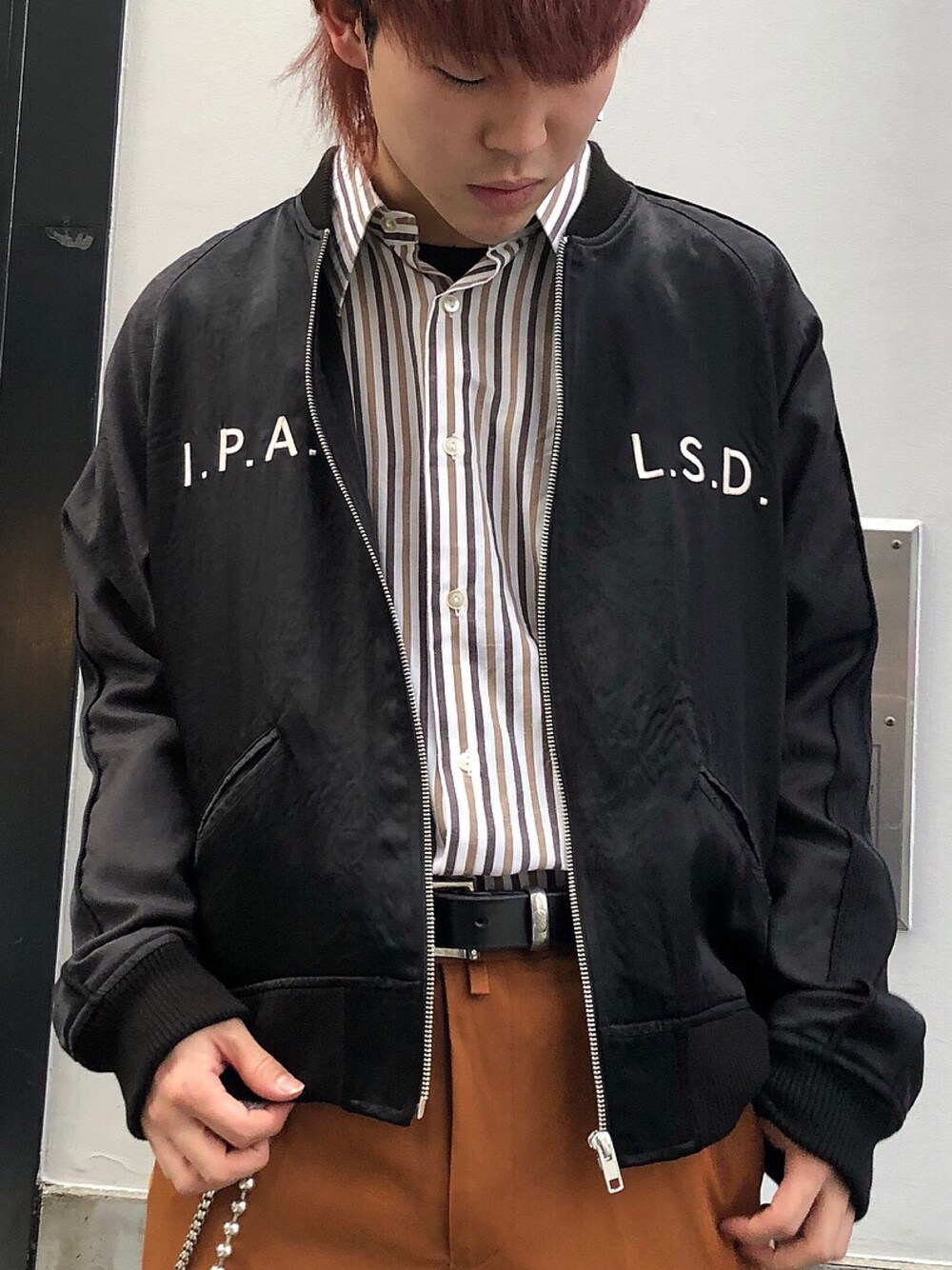 「LHP、大人カジュアル、春、ootd、今日のコーデ、LHP大阪、blackweirdos、はるコーデ、LONELY 論理」｜「soeのアイテム（スラックス、ブラウン系）」を使った、RIKIKYAさん（メンズ・168cm）の春コーディネートの1枚目の写真