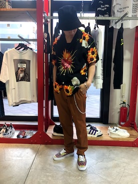「L.H.P（エルエイチピー）のアイテム（帽子）」を使った、RIKIKYAさん（メンズ・168cm）の春コーディネート