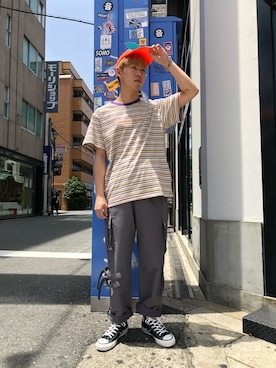 「L.H.P（エルエイチピー）のアイテム（パンツ）」を使った、RIKIKYAさん（メンズ・168cm）の春コーディネート