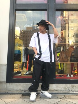 「Yohji Yamamoto（ヨウジヤマモト）のアイテム（帽子）」を使った、RIKIKYAさん（メンズ・168cm）の春コーディネート