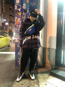 「WHITELAND（ホワイトランド）のアイテム（ボディバッグ/ウエストポーチ）」を使った、RIKIKYAさん（メンズ・168cm）の春コーディネート