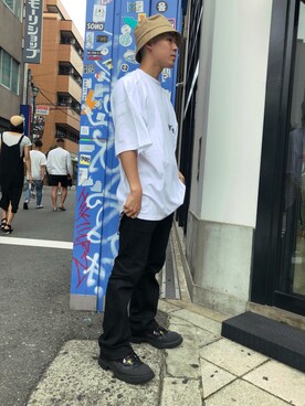 「L.H.P（エルエイチピー）のアイテム（帽子）」を使った、RIKIKYAさん（メンズ・168cm）の夏コーディネート