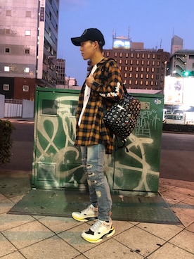「L.H.P（エルエイチピー）のアイテム（シューズ）」を使った、RIKIKYAさん（メンズ・168cm）の秋コーディネート