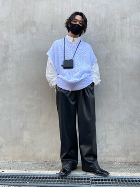 「DANKE SCHON（ダンケシェーン）のDankeSchon/ダンケシェーン/ケーブルニットベスト（ベスト）」を使った、RIKIKYAさん（メンズ・168cm）の冬コーディネート