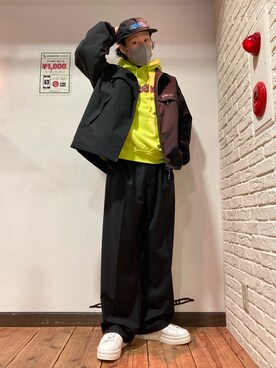 「WHITELAND（ホワイトランド）のアイテム（ブルゾン）」を使った、RIKIKYAさん（メンズ・168cm）の春コーディネート