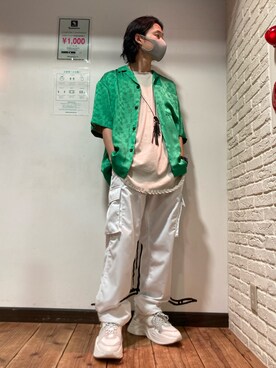 「A4A（エーフォーエー）のA4A/エーフォーエー/40s強撚糸ラウンドTシャツ（Tシャツ/カットソー）」を使った、RIKIKYAさん（メンズ・168cm）の春コーディネート