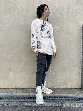 「DANKE SCHON（ダンケシェーン）のDankeSchon/ダンケシェーン/バイオウォッシュフラップパンツ（その他パンツ）」を使った、RIKIKYAさん（メンズ・168cm）の夏コーディネート