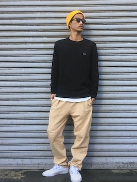 「Lui's（ルイス）のアイテム（ニットキャップ/ビーニー）」を使った、fukudayさん（メンズ・173cm）の冬コーディネート