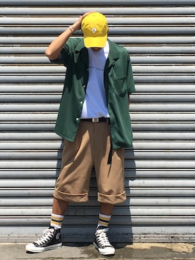「Lui's（ルイス）のアイテム（キャップ）」を使った、fukudayさん（メンズ・173cm）の春コーディネート