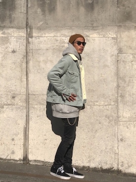 「BLK DNM（ブラックデニム）のアイテム（パンツ）」を使った、fukudayさん（メンズ・173cm）の冬コーディネート