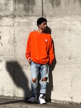 「Lui's（ルイス）のアイテム（ニットキャップ/ビーニー）」を使った、fukudayさん（メンズ・173cm）の春コーディネート