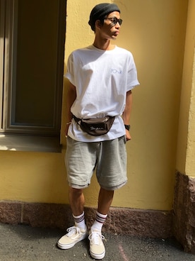 「スウェットショーツ」｜「アイテム（ジャケット/アウター）」を使った、fukudayさん（メンズ・173cm）の夏コーディネート