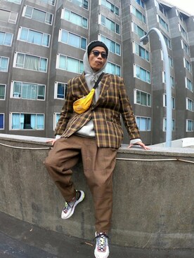 「Lui's（ルイス）のアイテム（帽子）」を使った、fukudayさん（メンズ・173cm）の冬コーディネート
