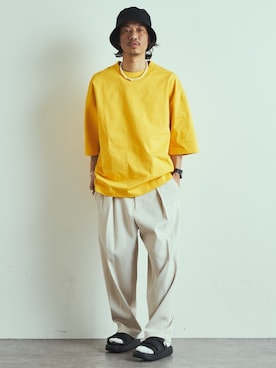 「Lui's（ルイス）のアイテム（帽子）」を使った、fukudayさん（メンズ・173cm）の春コーディネート