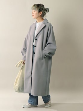 「notch.（ノッチ）のアイテム（ステンカラーコート）」を使った、おかださん（レディース・164cm）の冬コーディネート