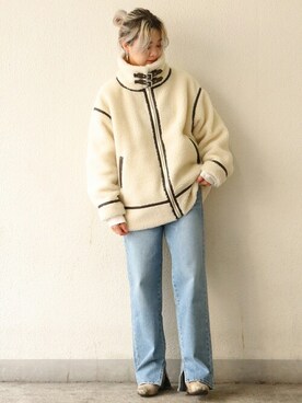 「notch.（ノッチ）のアイテム（ブルゾン）」を使った、おかださん（レディース・164cm）の冬コーディネート