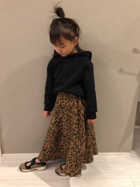 「アイテム（スカート、ブラウン系）」を使った、mahiroさん（キッズ・110cm）の秋コーディネート