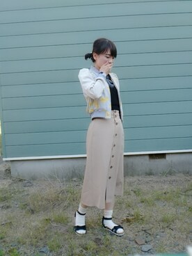 「Supreme.La.La.（シュープリームララ）のアイテム（MA-1）」を使った、ikuko0719さん（レディース・169cm）の春コーディネート