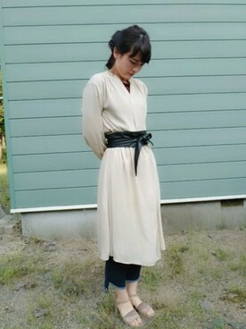 「フリンジデニム」｜「アイテム（シャツワンピース）」を使った、ikuko0719さん（レディース・169cm）の夏コーディネート