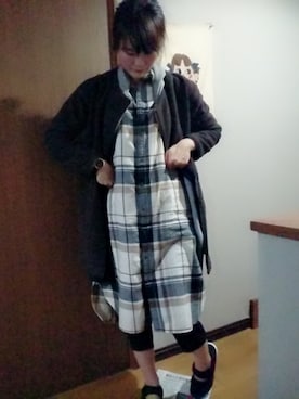 「チェックシャツワンピース」｜「アイテム（シャツワンピース）」を使った、ikuko0719さん（レディース・169cm）の冬コーディネート