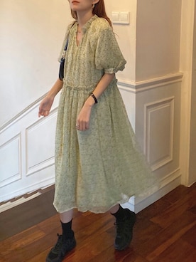 「アイテム（ワンピース/ドレス、グリーン系）」を使った、Jewelobeさん（レディース・164cm）の夏コーディネート