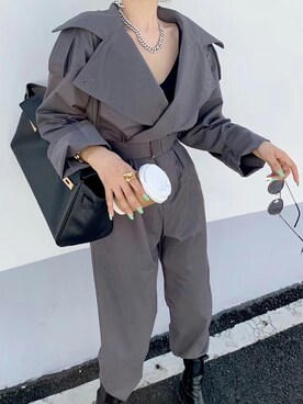 「アイテム（サロペット/オーバーオール、グレー系）」を使った、Jewelobeさん（レディース・160cm）の秋コーディネート