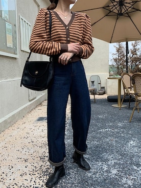 「ボーダーニット」｜「アイテム（その他）」を使った、Jewelobeさん（レディース・160cm）の秋コーディネート