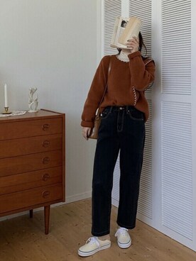 「カシュクールニット」｜「アイテム（その他）」を使った、Jewelobeさん（レディース・155cm）の冬コーディネート