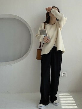 「カシュクールニット」｜「アイテム（その他）」を使った、Jewelobeさん（レディース・155cm）の冬コーディネート