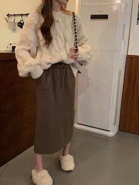 「オーバーサイズニット」｜Jewelobeさん（レディース・160cm）の冬コーディネート