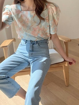 「花柄トップス」｜「アイテム（その他）」を使った、Jewelobeさん（レディース・156cm）の春コーディネート