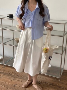 「ショート丈トップス」｜「アイテム（アンサンブル）」を使った、Jewelobeさん（レディース・156cm）の夏コーディネート