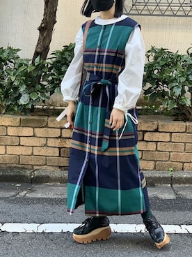 「アイテム（ワンピース、ブルー系）」を使った、Jewelobeさん（レディース・155cm）の冬コーディネート