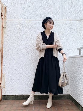 「LOWRYS FARM（ローリーズファーム）のストレッチヒールブーツ　851418（ブーツ）」を使った、サトムラさん（レディース・163cm）の秋コーディネート