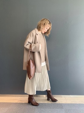 「ラメスカート」｜「アイテム（その他アウター）」を使った、サトムラさん（レディース・163cm）の冬コーディネート