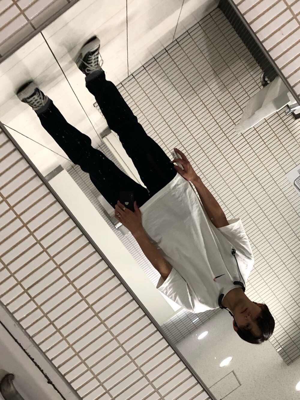 「NIKEのNIKE / REACT PRESTO T-shirt（Tシャツ/カットソー、ホワイト系）」を使った、すけさん（メンズ・171cm）の夏コーディネートの1枚目の写真