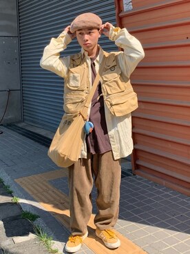 「SENSE OF PLACE by URBAN RESEARCH（センスオブプレイスバイアーバンリサーチ）のアイテム（ハンチング/ベレー帽）」を使った、yowren._さん（メンズ・168cm）の冬コーディネート