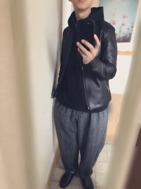 「LAKOLE（ラコレ）のアイテム（パーカー）」を使った、A/Tさん（メンズ・173cm）の春コーディネート