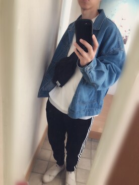 「Rename（リネーム）のアイテム（ボディバッグ/ウエストポーチ）」を使った、A/Tさん（メンズ・173cm）の春コーディネート