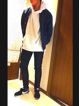 「HANES（ヘインズ）のアイテム（ブルゾン）」を使った、きっきーさん（メンズ・173cm）の秋コーディネート
