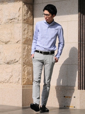「Paraboot（パラブーツ）のアイテム（スリッポン）」を使った、AKIHIROさん（メンズ・175cm）の春コーディネート