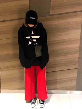 「CONVERSE TOKYO（コンバーストウキョウ）のアイテム（キャップ）」を使った、mai さん（レディース・166cm）の冬コーディネート