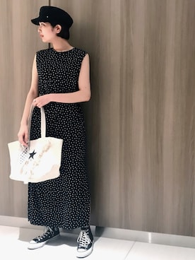 「CONVERSE TOKYO（コンバーストウキョウ）のアイテム（キャスケット）」を使った、mai さん（レディース・166cm）の夏コーディネート